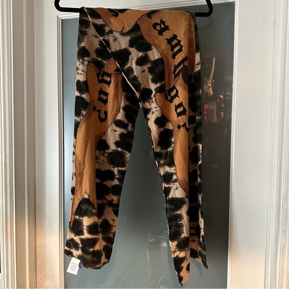 L.A.M.B. Black and Brown Scroll Gwen Stefani Cashmere Scarf - Picture 3 of 6